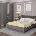 СК-1014 Готовый комплект для СПАЛЬНИ    - корпус Снежный ясень-фасад Серый Оникс, изголовье велюр